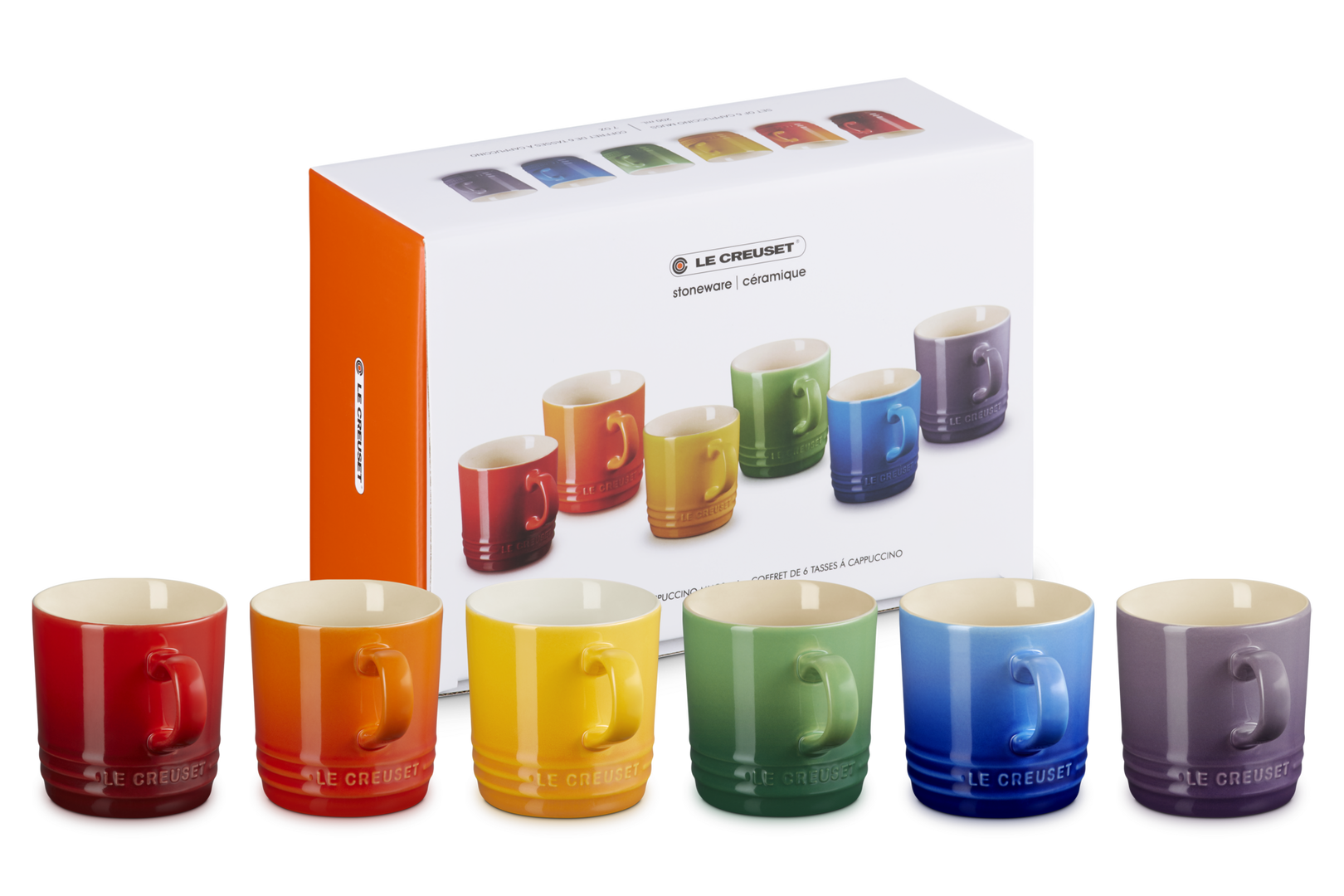 Le Creuset Set de 6 Canecas de Cappuccino Arco-Íris em Cerâmica