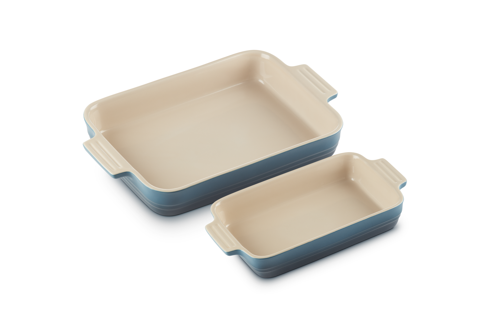 Le Creuset Set de 2 Travessas Retangulares Classic em Cerâmica de Grés 25/32cm (Deep Teal)